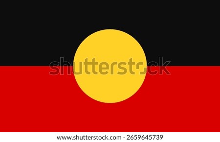 Official Aboriginal Flag of Australia. An authentic vector capturing this powerful symbol of Indigenous heritage, culture, and connection to land. Perfect for cultural and identity projects