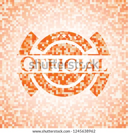 Official abstract orange mosaic emblem with background