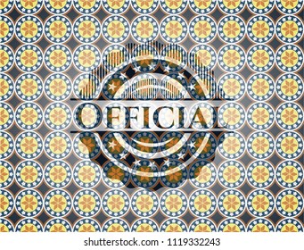 Official arabic badge background. Arabesque decoration.