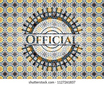 Official arabic badge background. Arabesque decoration.