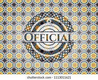 Official arabic baOfficial arabic badge background. Arabesque decoration.dge. Arabesque decoration.