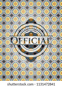 Official arabic style emblem. Arabesque decoration.