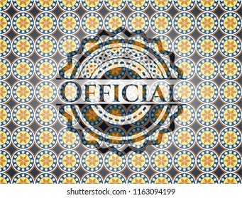 Official arabic style emblem. Arabesque decoration.