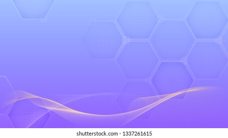 official background with geometry and wave line element on blue tone.vector illustration