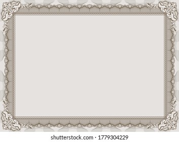 Official beige guilloche border for certificate. Vector illustration. Empty blank