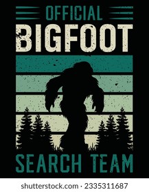 Offizielles Bigfoot-Suchteam T-Shirt-Design, Bigfoot T-Shirt-Design, T-Shirt-Druckvorlage