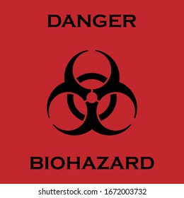 Official black Biohazard logo on red background