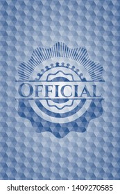 Official blue emblem with geometric background. Vector Illustration. Detailed.