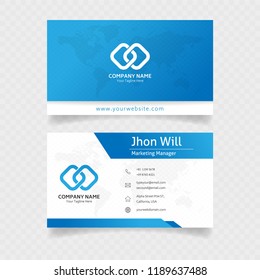 official business card in blue colors with minimalist concept