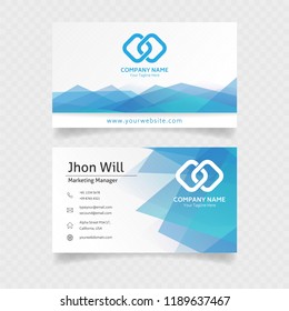 official business card template in blue colors with abstract concept design vector eps 10