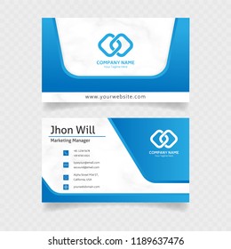 official business card template design in blue colors with minimalist concept vector eps10