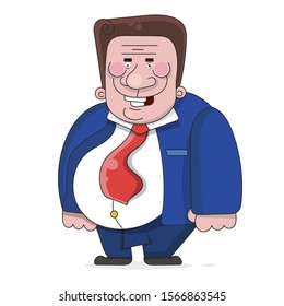 Official In A Business Suit And Tie At The Workplace. Illustration Vector Suitable For Greeting Card, Poster Or T-shirt Printing.