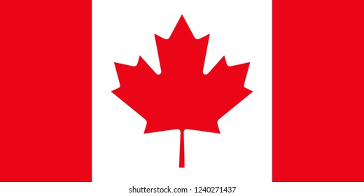 Official Canada vector flag with accurate proportions and colors. Canada flag, official colors and proportion correctly. National Canada flag. Vector illustration. EPS10.