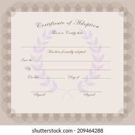 Official Certificate Adoption Stock Vector (Royalty Free) 209464288 ...