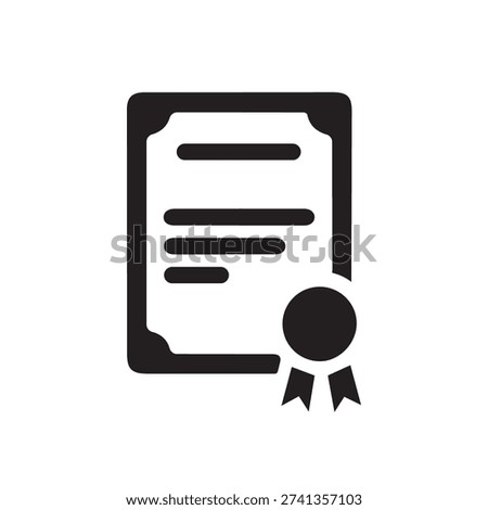Official certificate document with award seal silhouette icon