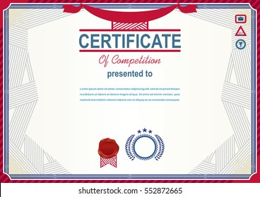 Official certificate. Red and violet design elements