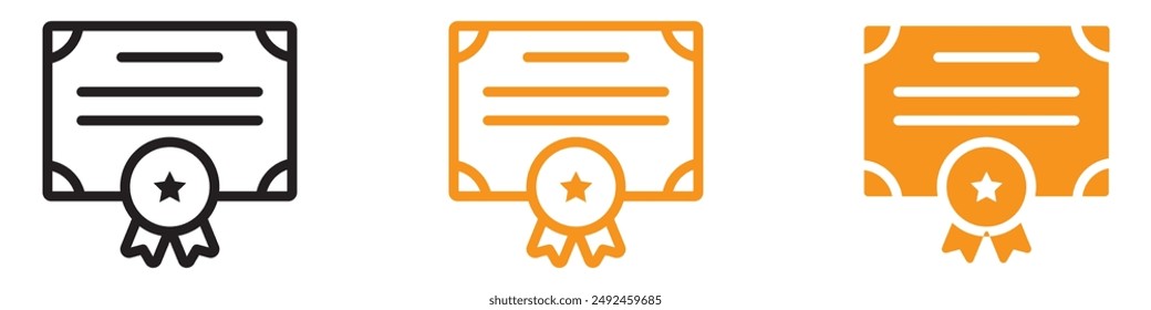 Icono del Diploma Oficial de Certificación para Logros Académicos, Certificaciones de Profesional e Instituciones Educativas