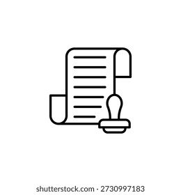 Documento Oficial Certificado Con Sello De Aprobación Icono De Contorno Vector Gráfico