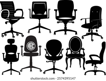 Official chairs Vector bundle, Clipart, Silhouette, Vector, icons, illustration, design.