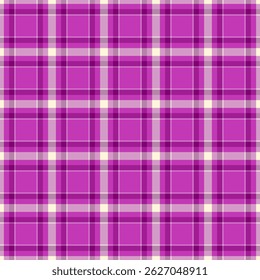 Cheque oficial tecido xadrez, textura de fundo padrão de desempenho. Tartan vetor sem emenda do clube têxtil na paleta de cores magenta e cornsilk.