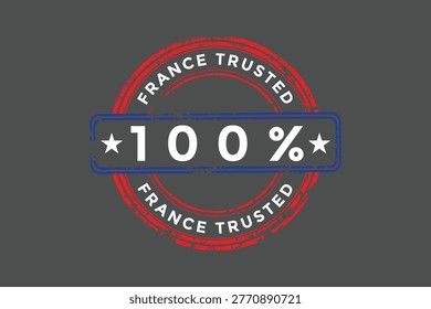 An official, circular red emblem with a strong blue horizontal bar across the middle featuring a hundred percent rating, meant to convey complete confidence, high standards, and professional validatio