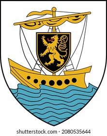 Official coat of arms vector illustration of the Irish regional capital city of Galway City, Ireland