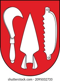 Ilustración oficial de los vectores de armas del distrito de Bözingen de la capital regional suiza de Biel-Bienne (Suiza)