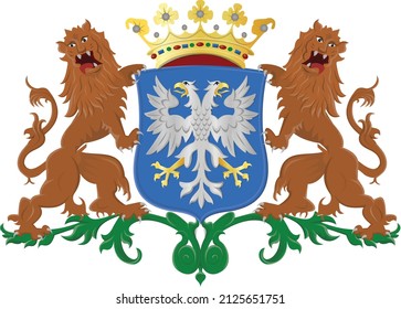 Official coat of arms vector illustration of the Dutch regional capital city of ARNHEM, NETHERLANDS
