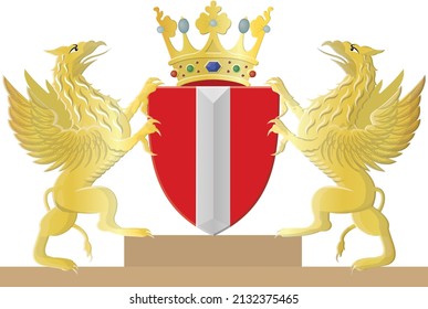Official coat of arms vector illustration of the Dutch regional capital city of DORDRECHT, NETHERLANDS