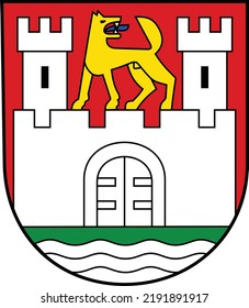 Official coat of arms vector illustration of the German regional capital city of WOLFSBURG, GERMANY