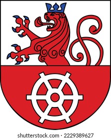 Official coat of arms vector illustration of the German regional capital city of RATINGEN, GERMANY