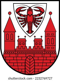 Official coat of arms vector illustration of the German town of COTTBUS, GERMANY