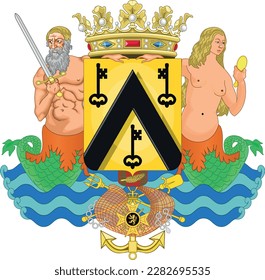 Official coat of arms vector illustration of the Belgian city of OSTEND, BELGIUM