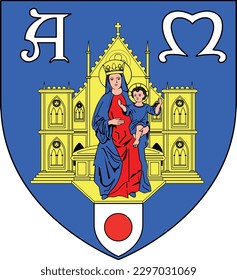 Ilustración vectorial oficial del escudo de armas de la ciudad francesa de MONTPELLIER, FRANCIA