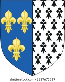 Official coat of arms vector illustration of the French city of BREST, FRANCE
