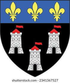 Ilustración vectorial oficial del escudo de armas de la ciudad francesa de TOURS, FRANCIA