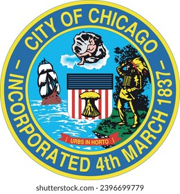 Official coat of arms vector illustration of the American city of CHICAGO, ILLINOIS