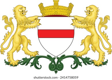 Official coat of arms vector illustration of the Belgian city of DENDERMONDE, BELGIUM