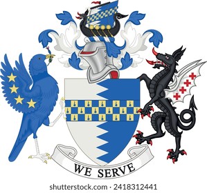 Official coat of arms vector illustration of the English administrative local authority district of the BOROUGH OF WANDSWORTH, LONDON