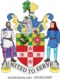Ilustración oficial del vector del escudo de armas del distrito administrativo local inglés del BOROUGH OF SOUTHWARK, LONDRES