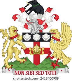 Official coat of arms vector illustration of the English administrative local authority district of the BOROUGH OF CAMDEN, LONDON