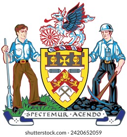 Official coat of arms vector illustration of the English administrative local authority district of the METROPOLITAN BOROUGH OF BARNSLEY, SOUTH YORKSHIRE