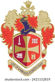 Official coat of arms vector illustration of the English administrative local authority district of the METROPOLITAN BOROUGH AND CITY OF WOLVERHAMPTON, WEST MIDLANDS