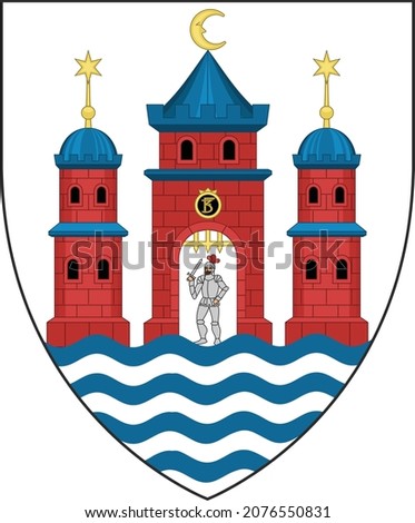 Official coat of arms vector illustration of the Danish capital city of Copenhagen Municipality, Denmark