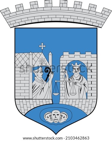 Official coat of arms vector illustration of the Norwegian regional capital city of TRONDHEIM, NORWAY