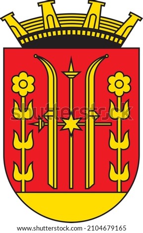 Official coat of arms vector illustration of the Norwegian regional capital city of SKIEN, NORWAY