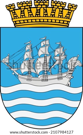 Official coat of arms vector illustration of the Norwegian regional capital city of ARENDAL, NORWAY
