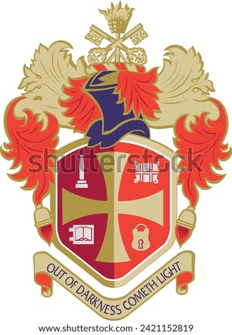 Official coat of arms vector illustration of the English administrative local authority district of the METROPOLITAN BOROUGH AND CITY OF WOLVERHAMPTON, WEST MIDLANDS