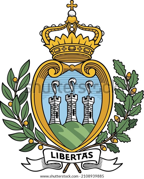 Official coat of arms vector illustration of the\
Republic of SAN\
MARINO