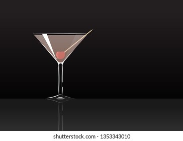 Official cocktail icon, The Unforgettable Aviation cartoon illustration for bar or restoration  alcohol menu in elegant style on mirrored surface.